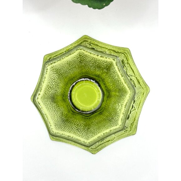Vintage Anchor Hocking Green Glass Candy Dish With Grape & Leaf Design - Picture 6 of 7